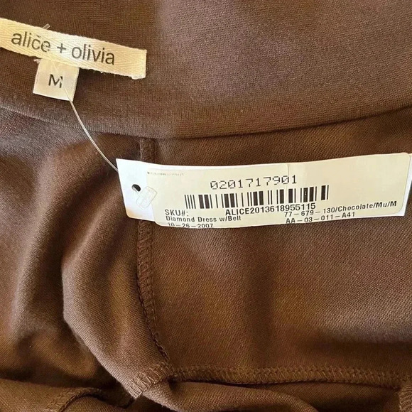 NWT Y2K Alice + Olivia Chocolate Brown Checkered Turtleneck Mini Dress M - Picture 11 of 13